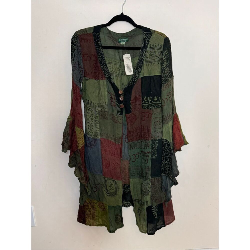 Kathmandu Patchwork Bell Sleeve Duster Kimono S/M NEW